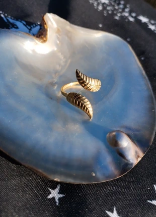 Bague Doré En Acier Inoxydable Double Feuille Inspiration Nature Végétal Raffinement, brand: Naturel, condition: Very good, size: Adjustable, €11.50, €12.78 includes Buyer Protection