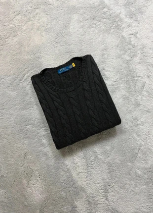 Pull torsadé Sweat hiver col rond Tressé Raph Lauren noir logo noir M homme, marca: Ralph Lauren, estado: Muito bom, tamanho: M, €53.00, €56.35 inclui Proteção do Comprador