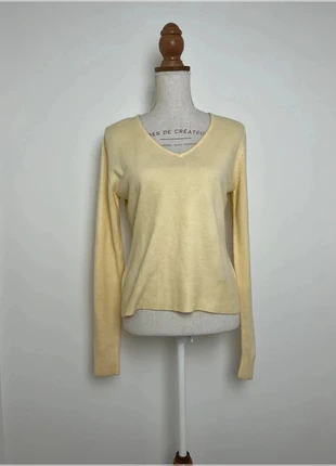 Pull col V jaune matière douce, manches longues, causal - Debbie Morgan - Taille M (38), marca: Debbie Morgan, estado: Muito bom, tamanho: M / 38 / 10, €8.00, €9.10 inclui Proteção do Comprador