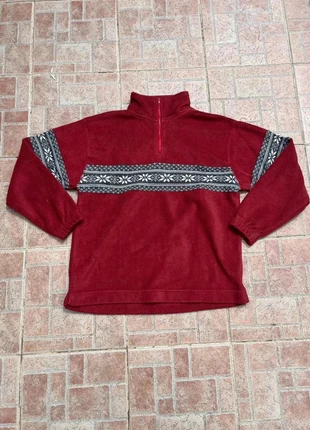 Polaire quart zip Adventure rouge à motifs hiver / Noël vintage 80s 90s - Taille L, marca: Adventure, estado: Muito bom, tamanho: L, €25.00, €26.95 inclui Proteção do Comprador