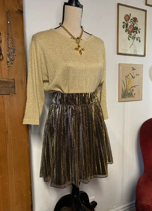 Magnifique jupe plissée pailletée dorée et argenté taille 36 h&m, merk: H&M, staat: Heel goed, maat: S / 36 / 8, € 6,00, € 7,00 inclusief Kopersbescherming Pro