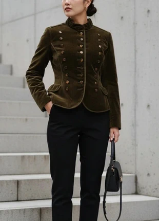 Essentiel Antwerp Velvet Military Style Jacket - Size 40 (M) - Olive Green - Excellent Condition, marque: Essentiel, état: Très bon état, taille: M / 38 / 10, 52,90 €, 56,25 € Protection acheteurs (Pro) incluse