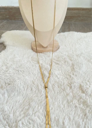 Collier long doré lasso réglable – chaîne plate serpent – bille coulissante – acier inoxydable, estado: Muito bom, €14.50, €15.93 inclui Proteção do Comprador Pro