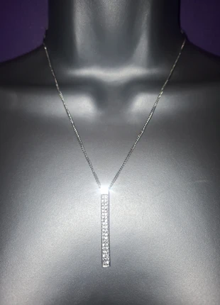 Next diamonte rectangular pendant SilverTone necklace, brand: Next, condition: Good, £1.00, £1.75 includes Buyer Protection