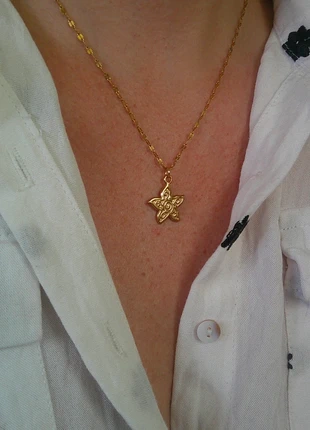 Sublime étoile de mer fleurie 🌟 collier acier inoxydable doré tourbillon, brand: acier inoxydable, condition: Very good, €8.00, €9.10 includes Buyer Protection Pro