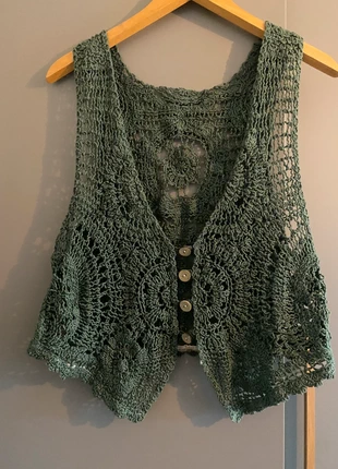 Vintage Grobstrick Weste – Dunkelgrün / Boho Style, marke: Boho Style, zustand: Gut, größe: S / 36 / 8, 5,00 €, 5,95 € inklusive Vinted-Käuferschutz