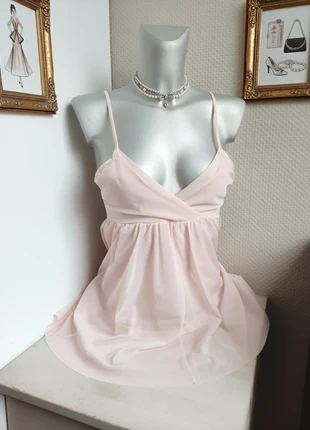 Magnifique petit débardeur rose clair décolleté cache-cache en tulle style coquette baby-doll, brand: COQUETTE, condition: Very good, size: M / 38 / 10, €17.00, €18.55 includes Buyer Protection