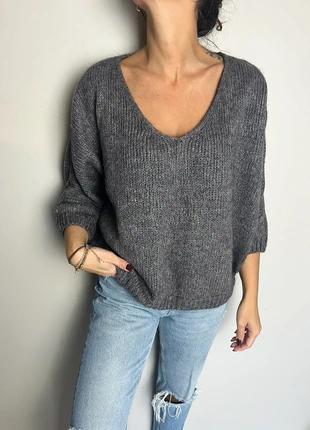 Pull gris anthracite col V en mohair Made in Italy, zustand: Sehr gut, größe: M / 38 / 10, 14,00 €, 15,40 € inklusive Vinted-Käuferschutz
