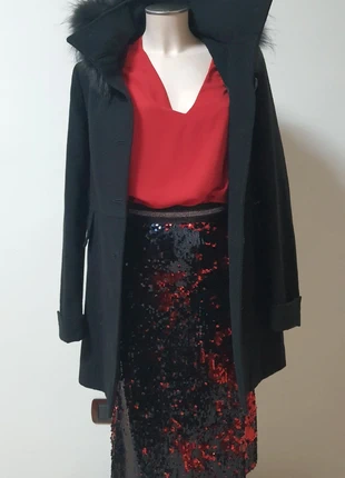 Timiami,gonna longuette, elastica, paillettes, nero/rosso, taglia S/M, marca: Timiami, estado: Muito bom, tamanho: S / 36 / 8, €8.00, €9.10 inclui Proteção do Comprador