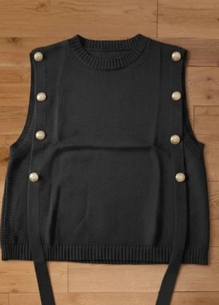 Gilet sans manches femme – Col ras du cou & boutons latéraux – Taille M, marca: Maison Valence, estado: Muito bom, tamanho: M / 38 / 10, €39.90, €42.60 inclui Proteção do Comprador