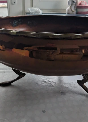 Jardinière/cache-pot en cuivre martelé + laiton, 28 cm de diamètre intérieur, état: Très bon état, 19,00 €, 20,65 € Protection acheteurs incluse