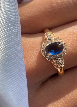 Brand New! Stunning Royal Blue Sapphire Crystal Ring – Gold-Tone Statement Elegance, brand: vintage inspired, condition: New without tags, size: 17.3 mm / N½, £9.00, £10.15 includes Buyer Protection