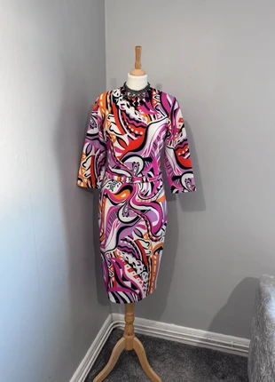 Forever Unique Multi-Coloured Midi Dress With Waist Belt Uk 12 Size, brand: Forever Unique, condition: Very good, size: M / UK 12-14, £15.99, £17.49 includes Buyer Protection