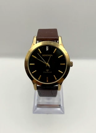 Sekonda 3060 Diamond Gold Watch – Japan Movement, Brown Strap, 38mm, brand: Sekonda, condition: Satisfactory, size: 30–38 mm, £6.50, £7.53 includes Buyer Protection