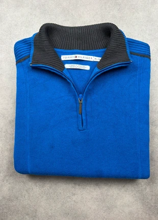 Pull half zip 1/4 zip Tommy Hilfiger bleu col camionneur - Taille XL, brand: Tommy Hilfiger, condition: Very good, size: XL, €25.00, €26.95 includes Buyer Protection