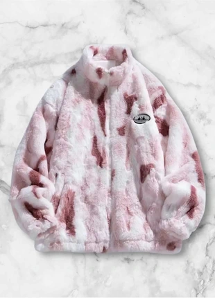 Veste polaire zippée imprimé rose et blanc taille M style streetwear oversize Y2K vintage, brand: y2k, condition: Very good, size: M, €50.00, €53.20 includes Buyer Protection Pro