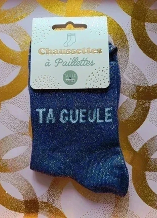 Chaussettes à paillettes "Ta Gueule" Le message est clair, la classe est là !, marque: STC, état: Neuf avec étiquette, taille: Taille unique, 4,90 €, 5,85 € Protection acheteurs (Pro) incluse