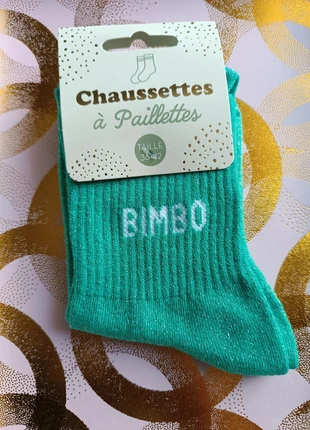 Chaussettes à paillettes "Bimbo" Glam, assumée et fière d’en faire trop, marque: STC, état: Neuf avec étiquette, taille: Taille unique, 4,90 €, 5,85 € Protection acheteurs (Pro) incluse