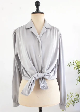 Blusa vintage gris clásica de manga larga, marque: Vintage Dressing, état: Bon état, taille: XL / 42 / 14, 5,00 €, 5,95 € Protection acheteurs incluse