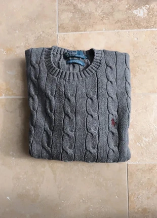 Pull col rond texturé torsadé - Gris logo bordeaux - Ralph Lauren L coupe droite, marca: Ralph Lauren, estado: Muito bom, tamanho: L, €49.99, €53.19 inclui Proteção do Comprador Pro