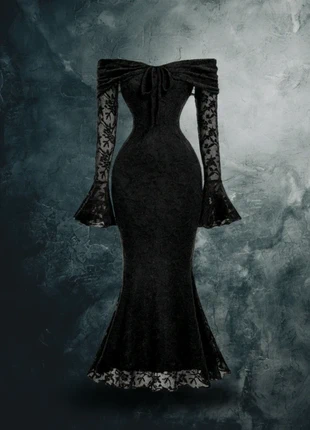 Longue robe noire à dentelle chic/goth, marque: Lysandra Paris, état: Très bon état, taille: M / 38 / 10, 34,99 €, 37,44 € Protection acheteurs incluse