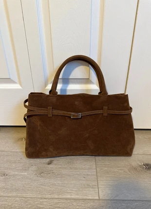 Brown suede bag, brand: NO LABEL, condition: Very good, $17.00, $18.55 includes Buyer Protection