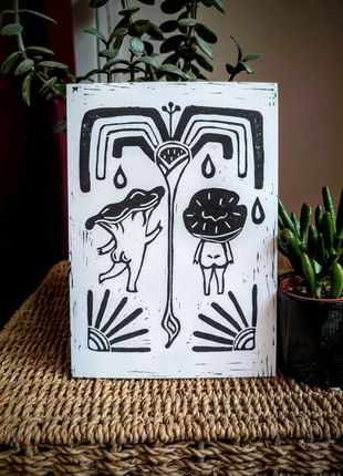 🍄 Linogravure Champignons 🍄, marque: Art, état: Neuf sans étiquette, 5,00 €, 5,95 € Protection acheteurs incluse