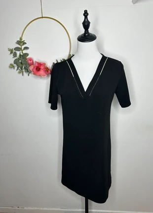 Robe Noire Coupe Droite Tissaia T. 40 - Décolleté V Liseré Argenté, brand: Tissaia, condition: Very good, size: L / 40 / 12, €5.00, €5.95 includes Buyer Protection