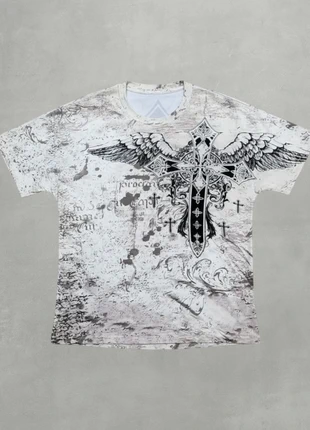 Top Y2K Gothique Femme – Imprimé Aile & Croix Vintage Streetwear Beige Usé, marque: y2k, état: Neuf sans étiquette, taille: L / 40 / 12, 34,00 €, 36,40 € Protection acheteurs incluse