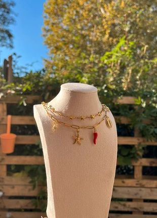 Collier double chaîne acier inoxydable charms breloques, condition: New without tags, €20.00, €21.70 includes Buyer Protection