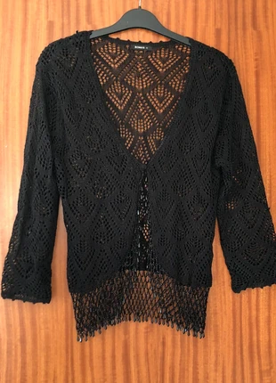 Roman ladies black lacy crochet beaded evening occasion Christmas party cardigan, brand: ROMAN, condition: Very good, size: M / UK 12-14, £7.99, £9.09 includes Buyer Protection Pro