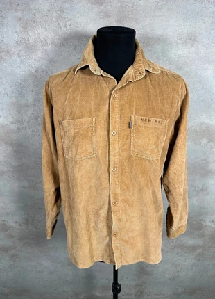 Chemise Vintage En Velours Côtelé / Corduroy New Boy beige texture nervures taille 15, marca: Vintage Dressing, estado: Muito bom, tamanho: L, €20.00, €21.70 inclui Proteção do Comprador Pro