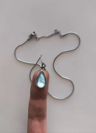 Vintage French Style Necklace Light Blu Pendant, estado: Muito bom, €14.99, €16.44 inclui Proteção do Comprador