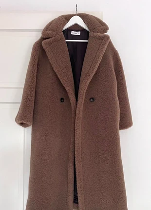 Bruine oversized teddycoat van Mango, merk: Mango, staat: Heel goed, maat: S / 36 / 8, € 62,00, € 65,80 inclusief Kopersbescherming