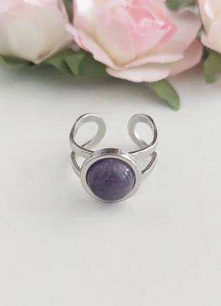 Bague réglable cabochon améthyste, marca: lithotherapie, estado: Muito bom, tamanho: Ajustável, €7.00, €8.05 inclui Proteção do Comprador