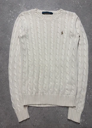 Torsadé Ralph Lauren pull col rond cintré femme brodé beige crème sweat cable knit PURL5-13, brand: Ralph Lauren, condition: Very good, size: S / 36 / 8, €49.90, €53.10 includes Buyer Protection Pro