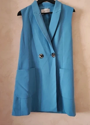 Robe blazer bleu stradivarius 38 M blazer long femme, merk: Stradivarius, staat: Heel goed, maat: M / 38 / 10, € 6,00, € 7,00 inclusief Kopersbescherming