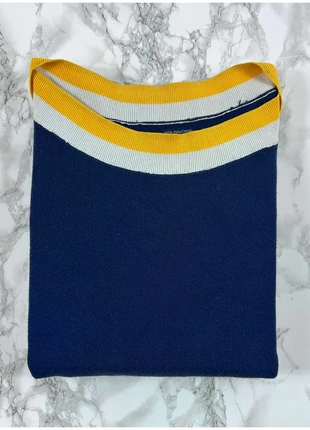 Pull Tommy Hilfiger Bleu/Jaune / Col rond / Logo brodé / Taille S/M Femme, marke: Tommy Hilfiger, zustand: Sehr gut, größe: M / 38 / 10, 18,00 €, 19,60 € inklusive Vinted-Käuferschutz