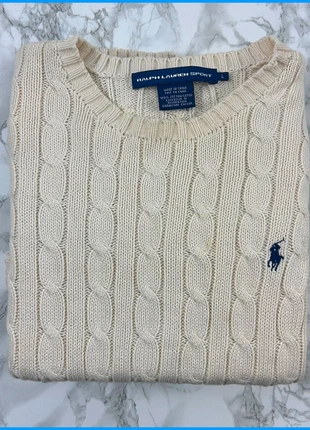 Sweat/Pull Cable Knit ,Torsadé Ralph Lauren Blanc / Logo brodé Noir / Taille L Homme, marca: Ralph Lauren, estado: Muy bueno, tamaño: L, 52,00 €, 55,30 € Protección al comprador incluida