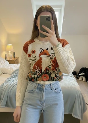 🦊 Pull renard brodé – style cottagecore, marque: Indie Melville, état: Très bon état, taille: S / 36 / 8, 48,90 €, 52,05 € Protection acheteurs (Pro) incluse