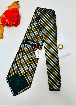Cravate Pierre Cardin Neuve avec étiquette - luxe France - soie doré noir plaid royal - 10 cm, marque: Pierre Cardin, état: Neuf avec étiquette, 25,00 €, 26,95 € Protection acheteurs (Pro) incluse