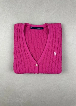 Pull Torsadé trésser Cardigan Ralph Lauren Fuchsia | Cable Knit Sweater | Vintage Taille L, brand: Ralph Lauren, condizioni: Ottime, taglia: L / IT 44 / EU 40, €40.00, €42.70 include la Protezione acquisti