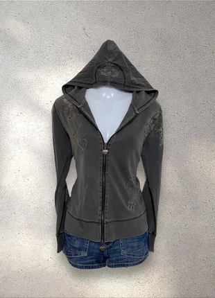 Vertigo Paris Grey Embroidered Two Way Zip Hoodie, brand: Vertigo Paris, condition: Very good, size: M / US 8-10, $65.00, $68.95 includes Buyer Protection