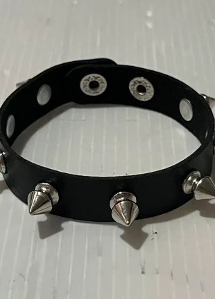 Single Spike Stud Black Silver Leather Gothic Grunge Punk Wrist Strap Band Bangle, brand: Punk, condition: New with tags, £1.09, £1.84 includes Buyer Protection Pro