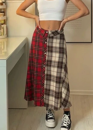 Jupe mi-longue à carreaux bicolores, style grunge, boutonnée devant taille M, marke: meniora, zustand: Sehr gut, größe: M / 38 / 10, 47,90 €, 51,00 € beinhaltet Vinted-Käuferschutz Pro