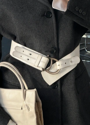 Italian Vintage 1990s Chrome Chunky Leather Belt - W32-34, brand: SYLK, condition: Very good, size: Adjustable, £65.00, £68.95 includes Buyer Protection Pro