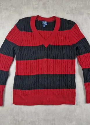 Pull homme rouge et noir – col V maille torsadée 100% coton automne/hiver, marque: Vintage Dressing, état: Très bon état, taille: L, 14,00 €, 15,40 € Protection acheteurs (Pro) incluse