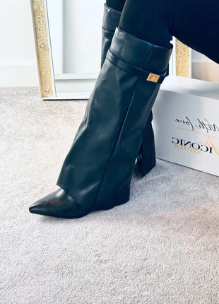 Pointed metal buckle knee high boots, thick high-heeled pants boots, Fashionable BELLA uk4/37, brand: ICONIC, condition: New with tags, size: 4, £37.59, £40.17 includes Buyer Protection