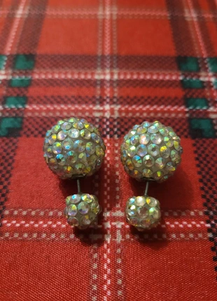 Pendientes vintage tipo bola con cristales brillantes, marca: LOOK, estado: Muy bueno, 3,00 €, 3,85 € Protección al comprador incluida