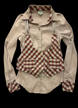 Chemise y2k strass carreau cintré, marque: Vdp Club, état: Bon état, taille: M / 38 / 10, 20,00 €, 21,70 € Protection acheteurs incluse